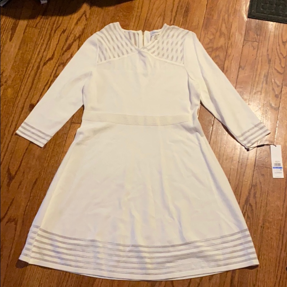 Calvin Klein white sweater knit dress